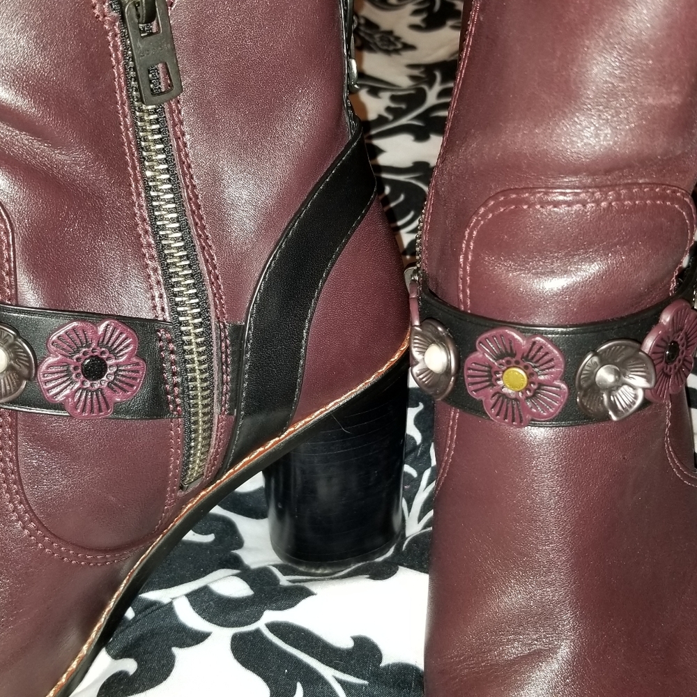 moto bootie heel coach